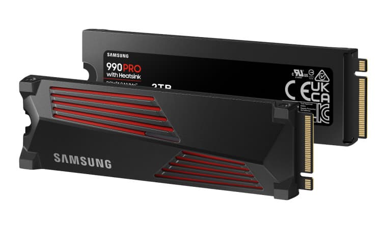 The Samsung SSD 990 PRO with a heatsink and RGB lights