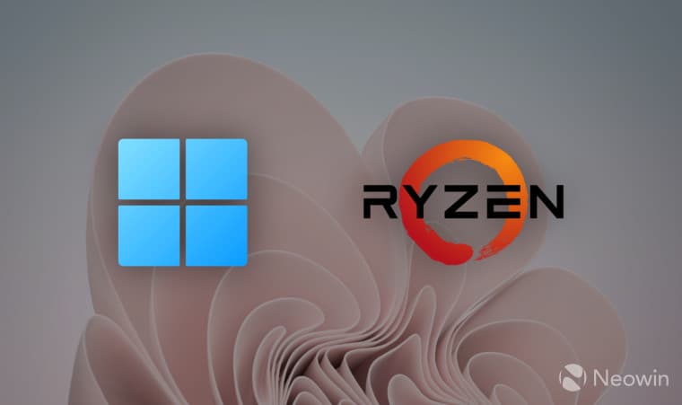 The Windows 11 logo next to the AMD Ryzen logo