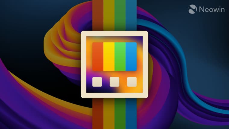 A custom PowerToys logo with a frosted glass background and rainbow stripes