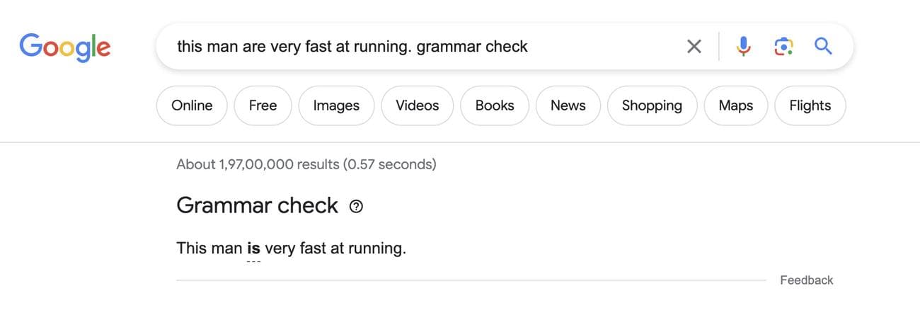 Εργαλείο ελέγχου γραμματικής στην Αναζήτηση Google