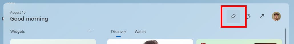Νέο εικονίδιο καρφίτσας στο επάνω μέρος του πίνακα γραφικών στοιχείων για να καρφιτσώσετε τον πίνακα γραφικών στοιχείων ανοιχτό.