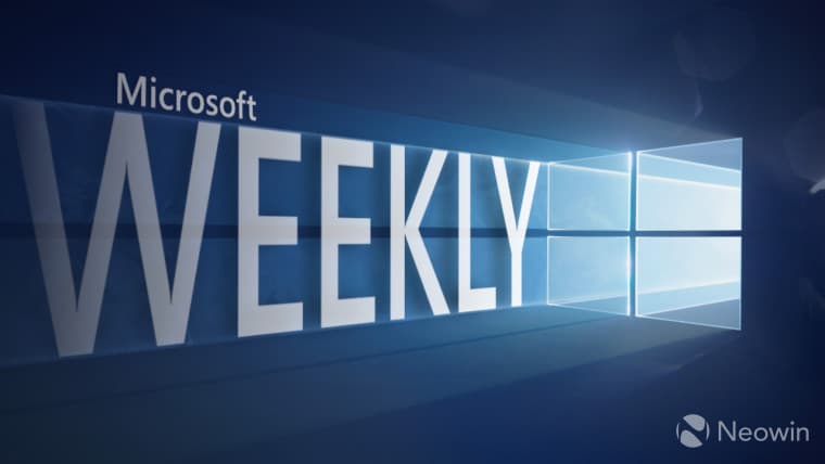 A Microsoft Weekly banner made of the stock Windows 10 wallpaper