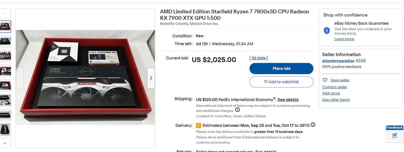 , Τα σπάνια Starfield RX 7900 XTX και Ryzen 7 7800X3D της AMD δημοπρατήθηκαν για φιλανθρωπικό σκοπό στο eBay, TechWar.gr