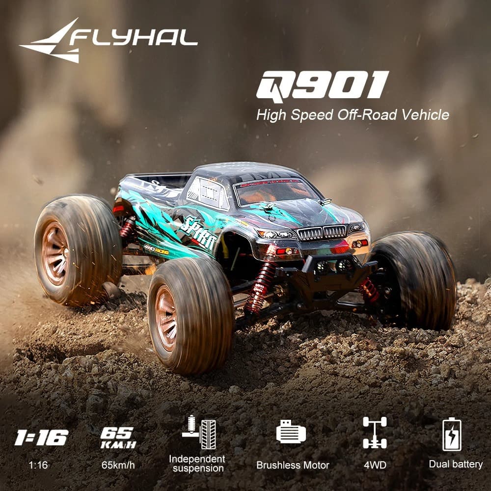 Flyhal Q901 Pro : Τηλεκατευθυνόμενο Off-road αυτοκινητάκι σε κλίμακα 1:16, τελική 62km/h(!!) με 87.4€.
