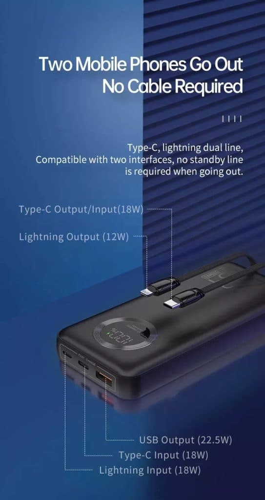 , Teclast E20 Pro : Power bank 20000mAh με φόρτιση 22.5W και ενσωματωμένα USB-C και Lightning καλώδια , στα 38.6€ απο Ευρώπη!, TechWar.gr