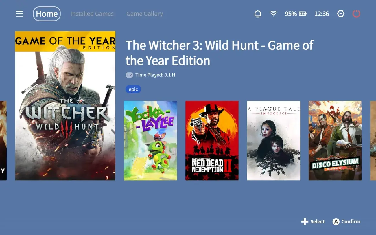 Ένα στιγμιότυπο οθόνης της ενημερωμένης έκδοσης του εκτοξευτή του Ayaneo.