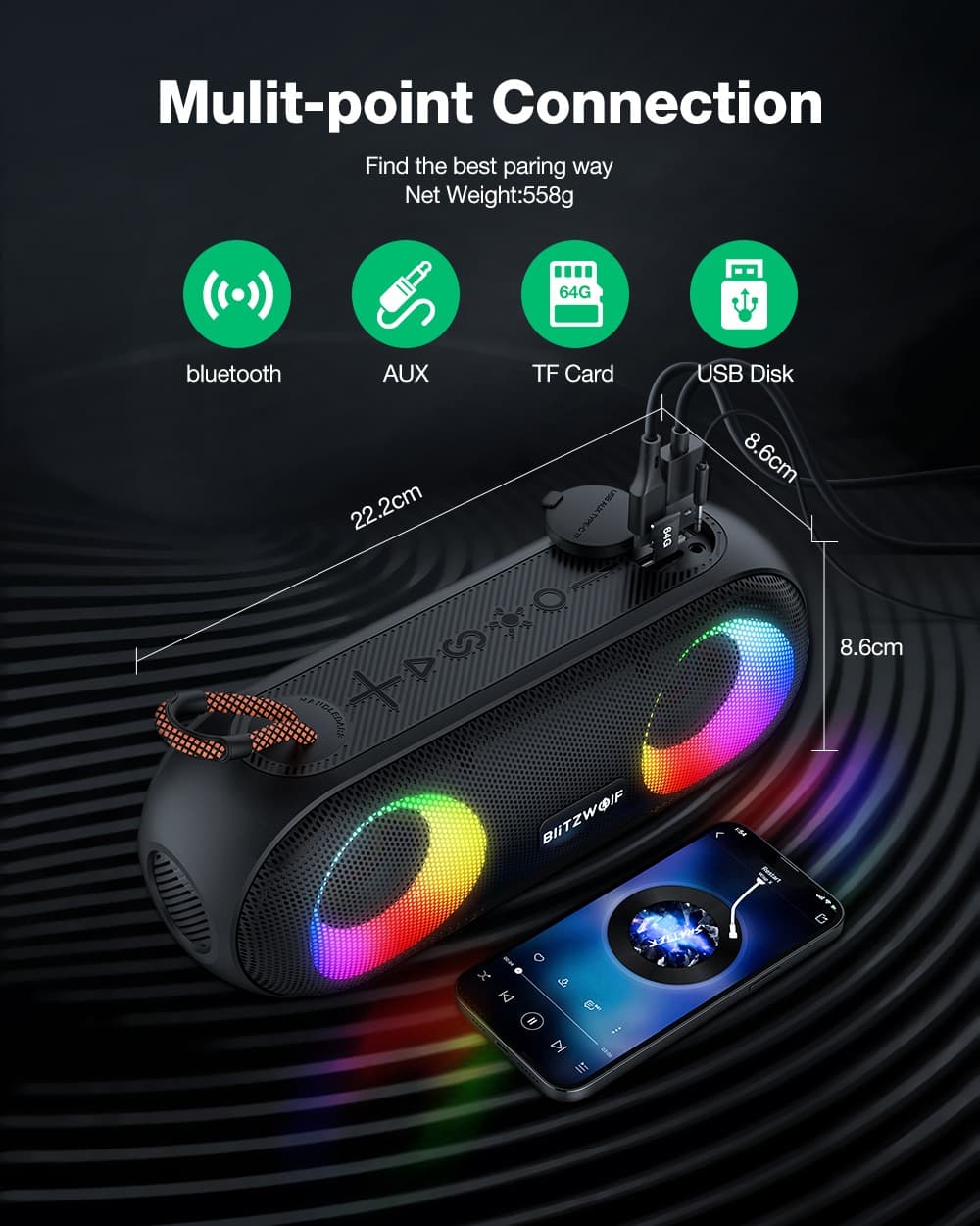 , BlitzWolf BW-X11 : Αδιάβροχο bluetooth ηχείο 20W με LED και αυτονομία 6 ωρών στα 31.2€!, TechWar.gr