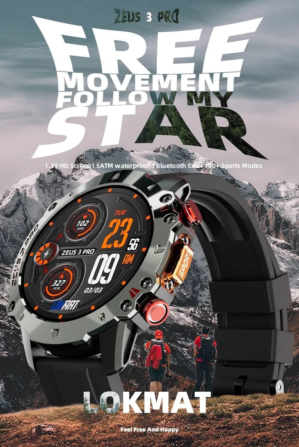 LOKMAT ZEUS 3 Pro : Ενα πανέμορφο Sport ρολόι, αδιάβροχο στα 50 μέτρα, με οθόνη 1.39" και 5 πανέμορφα χρώματα!