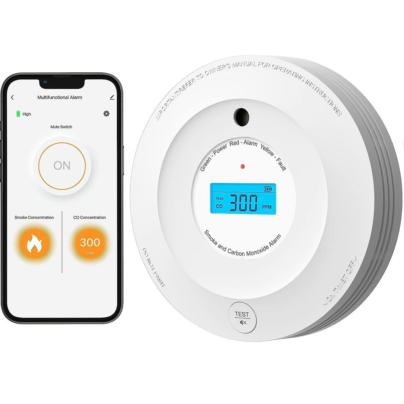 Έξυπνος ανιχνευτής καπνού Aegislink σε λευκό φόντο