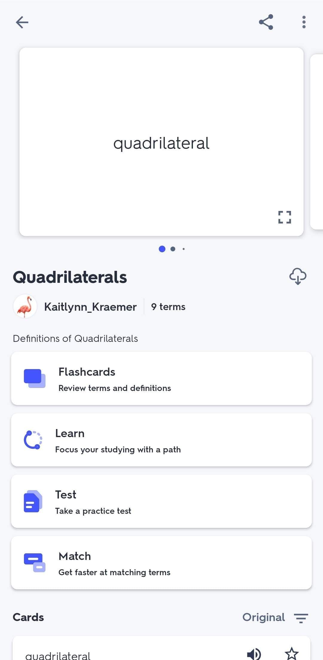 Android Education App - Quizlet