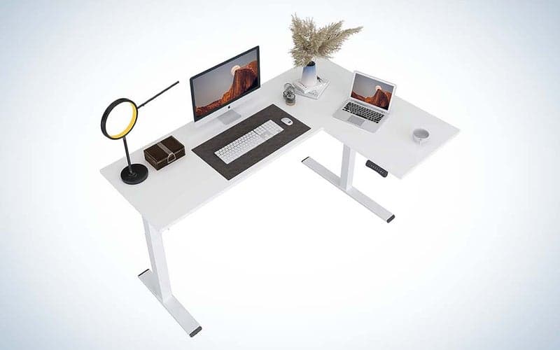 Flexispot makes one of the best L-shaped desks that's standing.