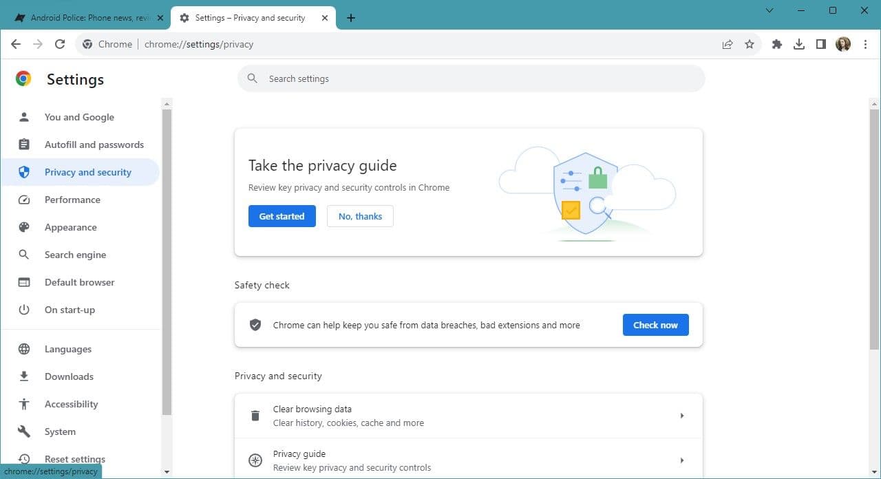 στιγμιότυπο οθόνης του προγράμματος περιήγησης ιστού chrome με ανοιχτό παράθυρο ασφαλείας