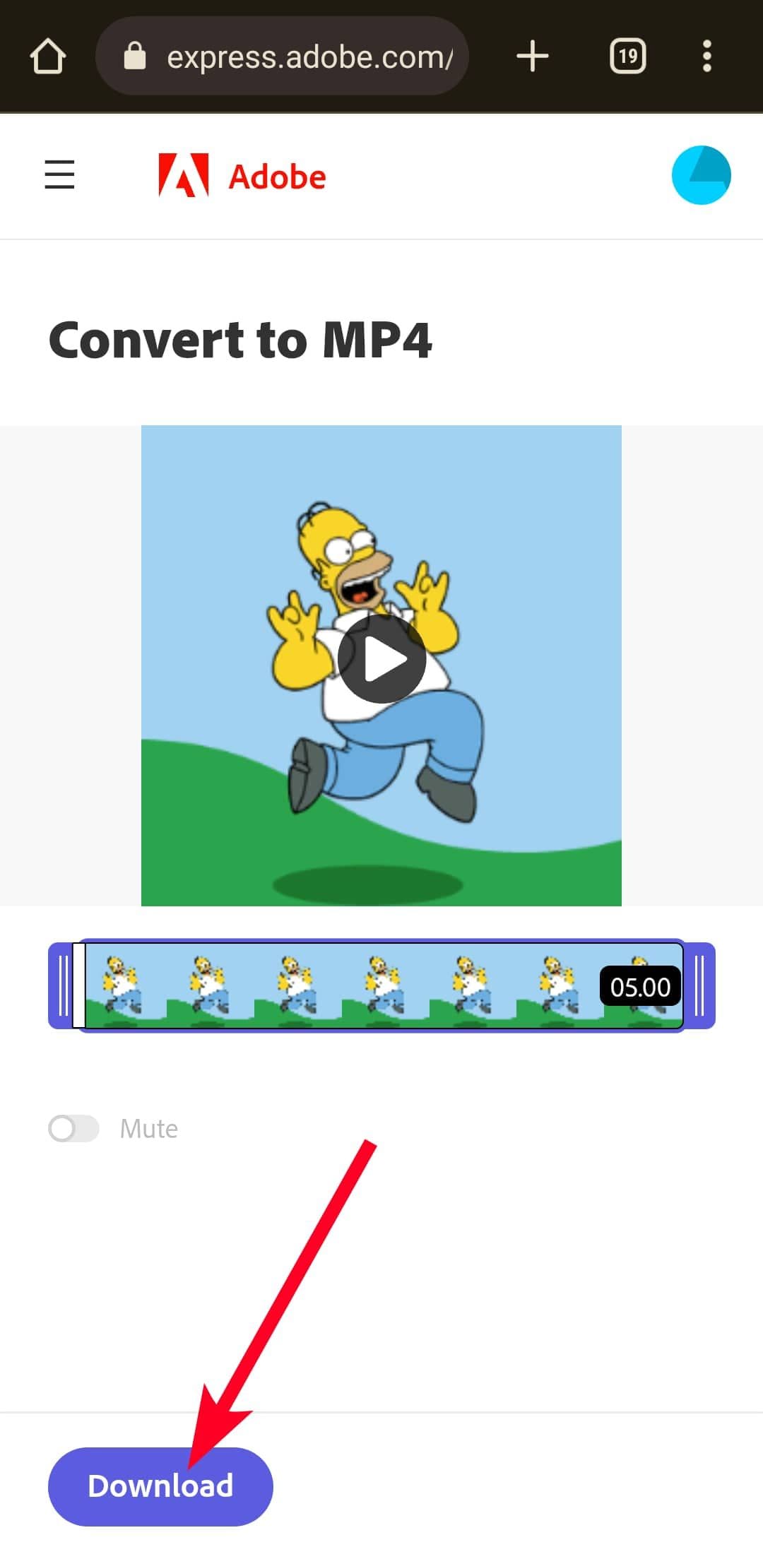 Μετατροπή GIF σε MP4 στην ιστοσελίδα της Adobe Express