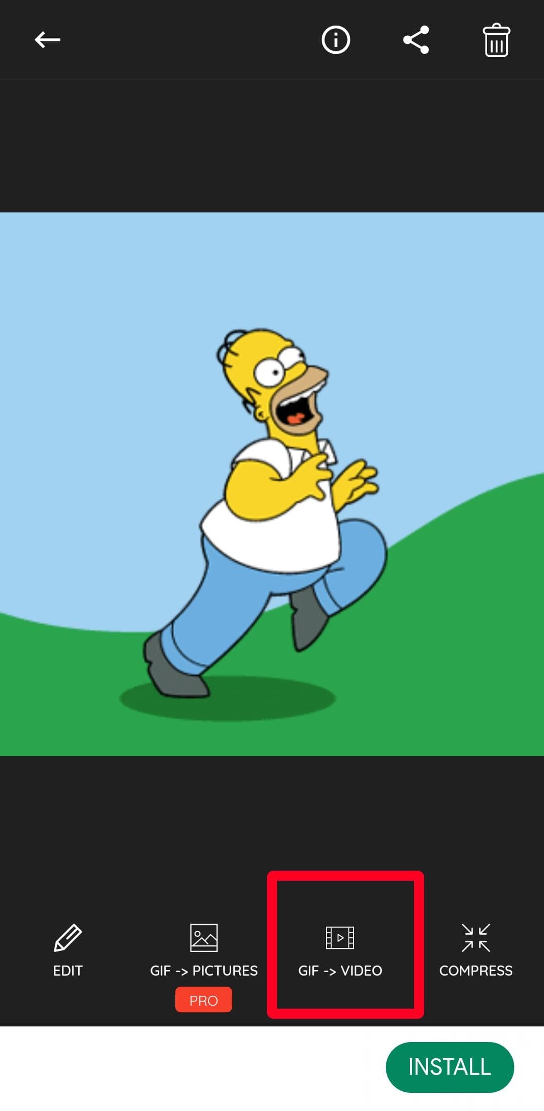 Μετατροπή GIF σε βίντεο στην εφαρμογή GIFShop