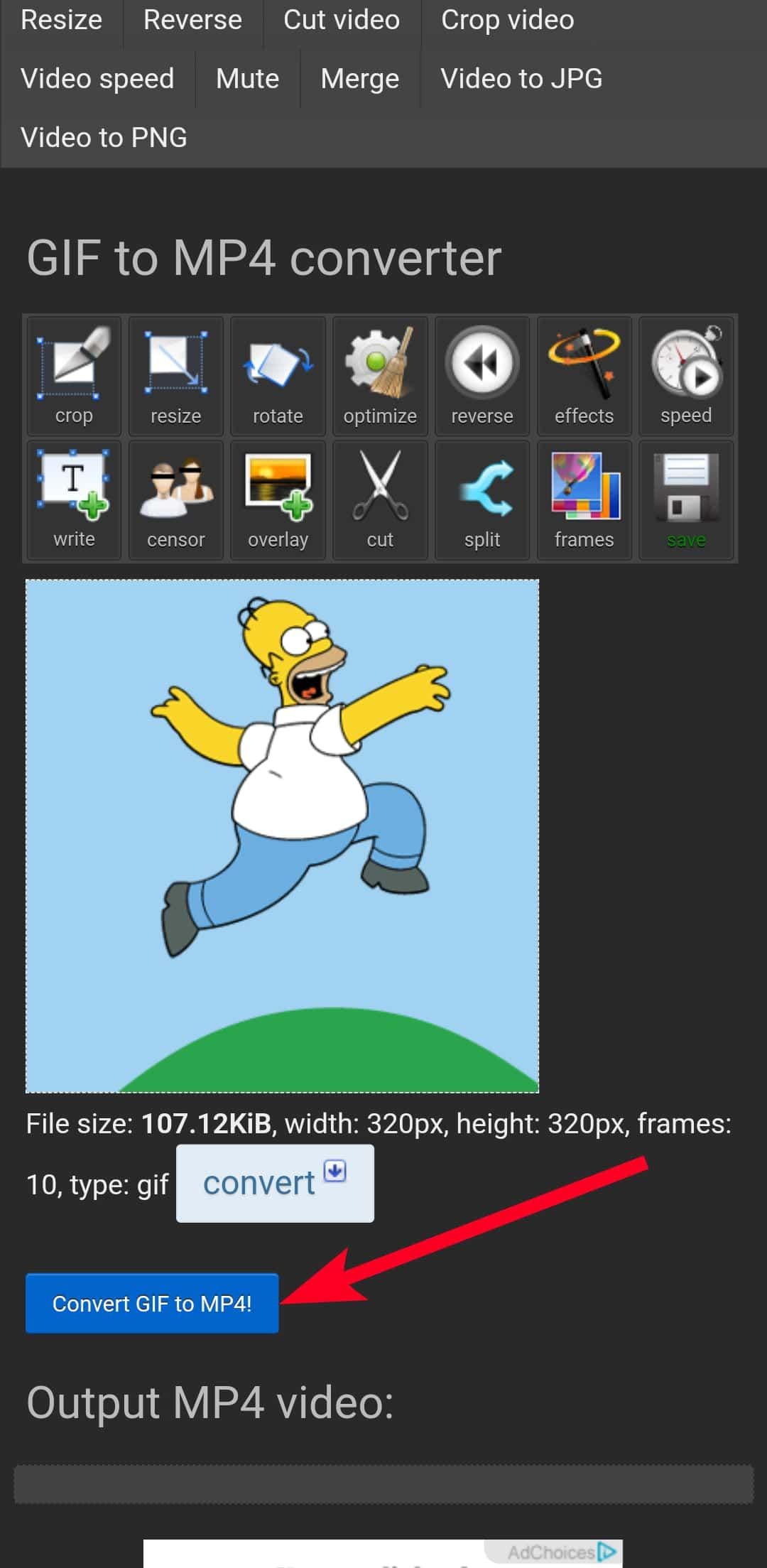 Επεξεργασία ιστοσελίδας Homer Simpson ezgif