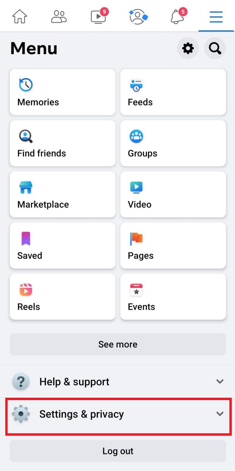 Επιλέχθηκε η επιλογή Ρυθμίσεις και απόρρητο του Facebook