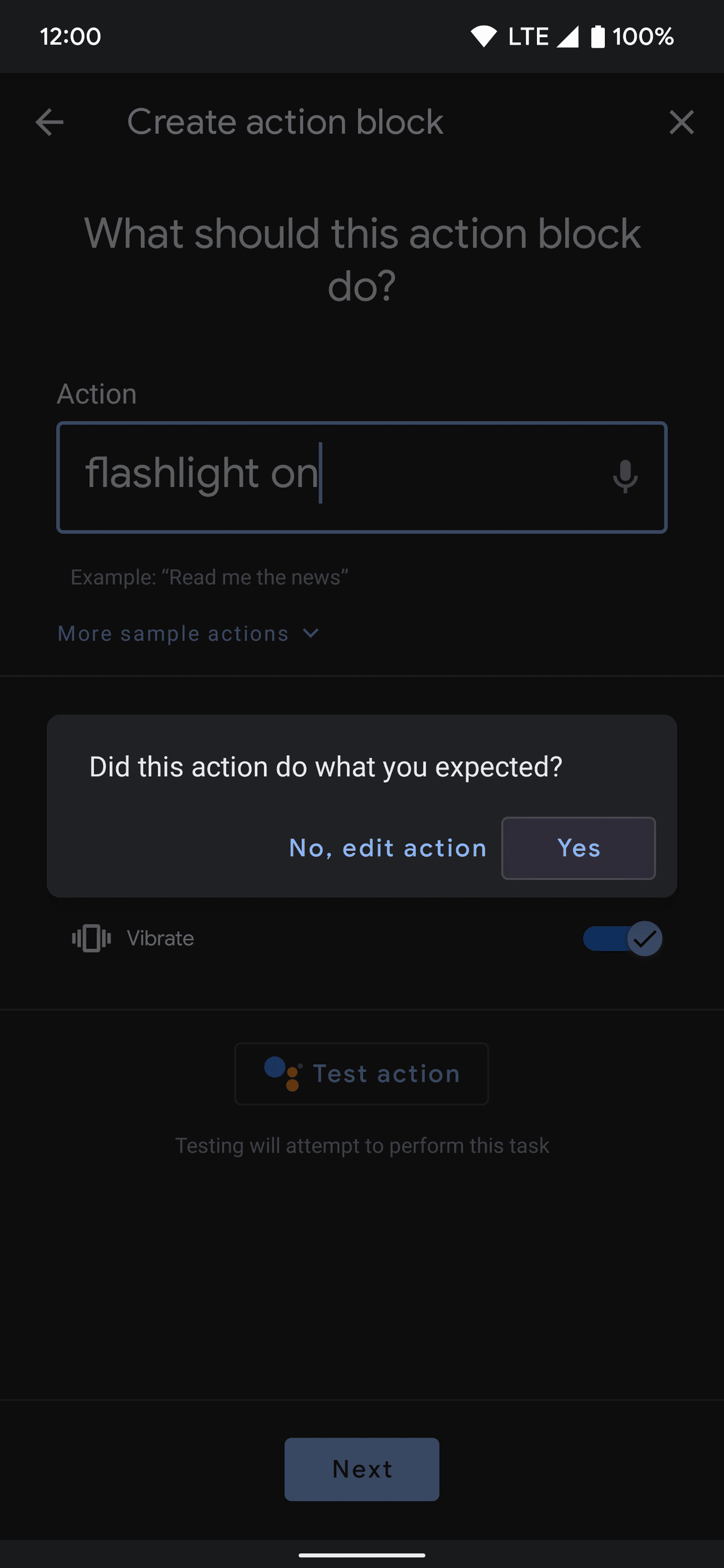 προσθήκη ενέργειας για εντολή