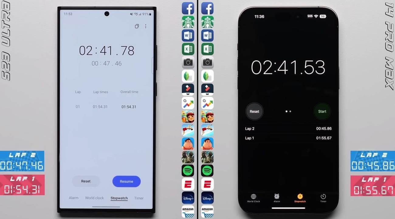 Δοκιμή ταχύτητας Galaxy S23 Ultra έναντι iPhone 14 Pro Max.