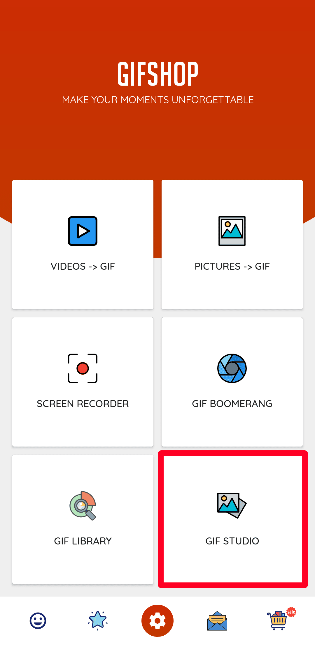 Εφαρμογή GIFShop για κινητά στο Android