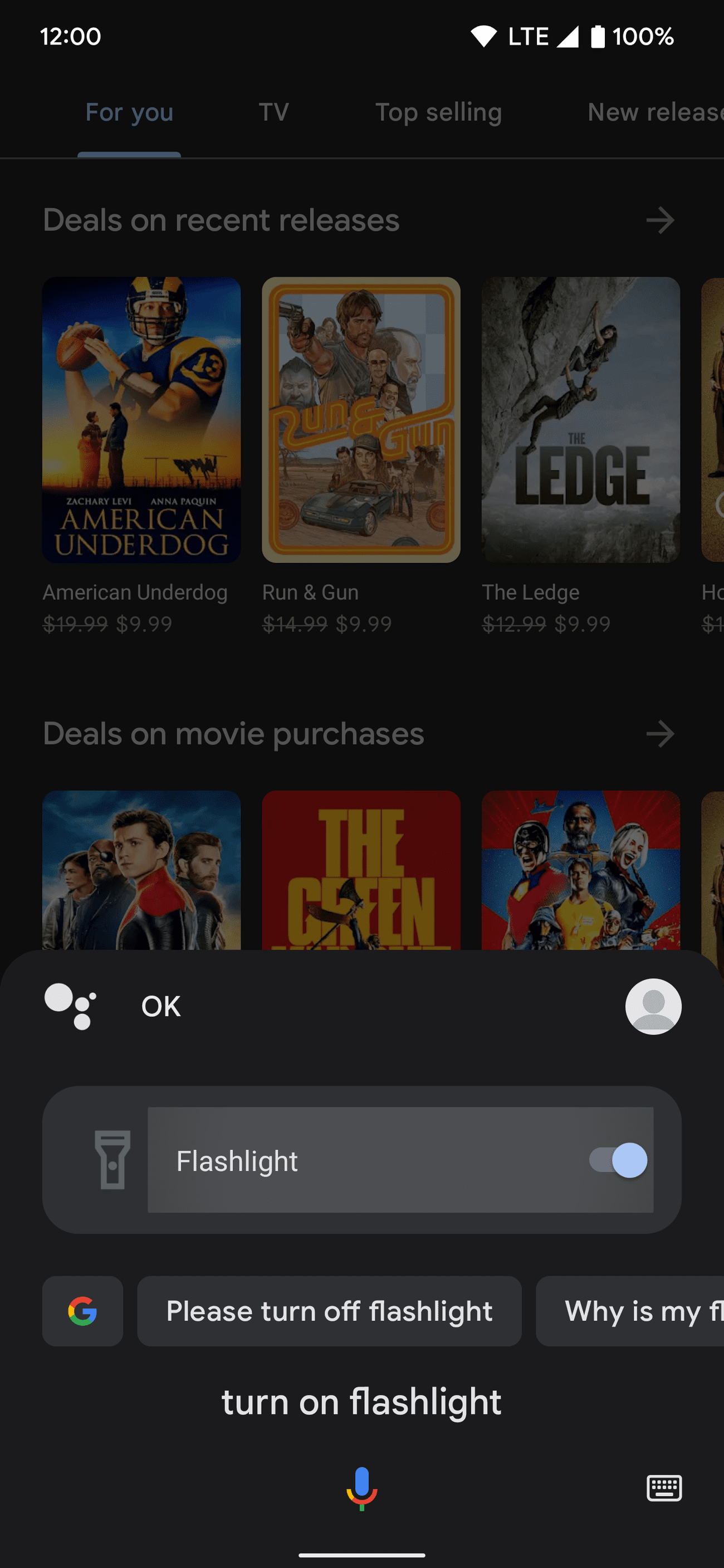 ενεργοποιήστε τον φακό χρησιμοποιώντας τον Βοηθό Google