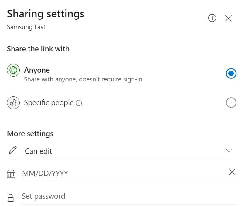Ρυθμίσεις κοινής χρήσης στο OneDrive