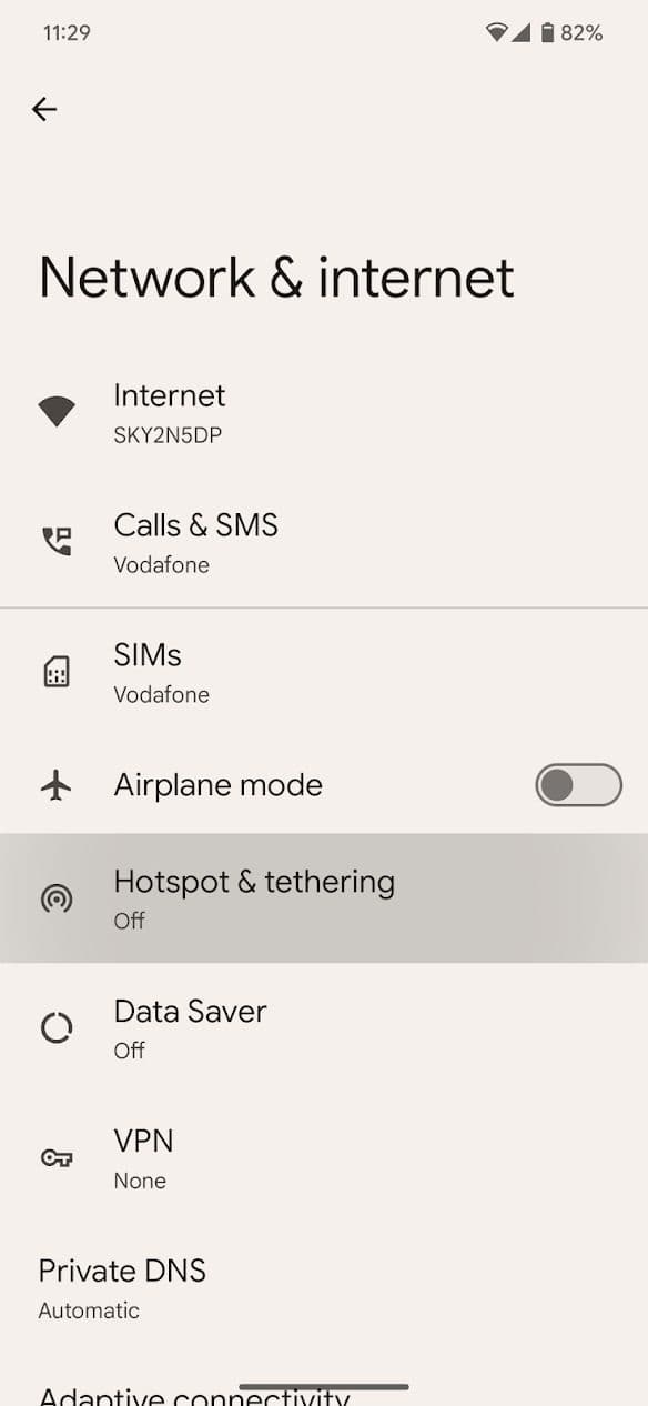 Ρυθμίσεις δικτύου και διαδικτύου του τηλεφώνου Android