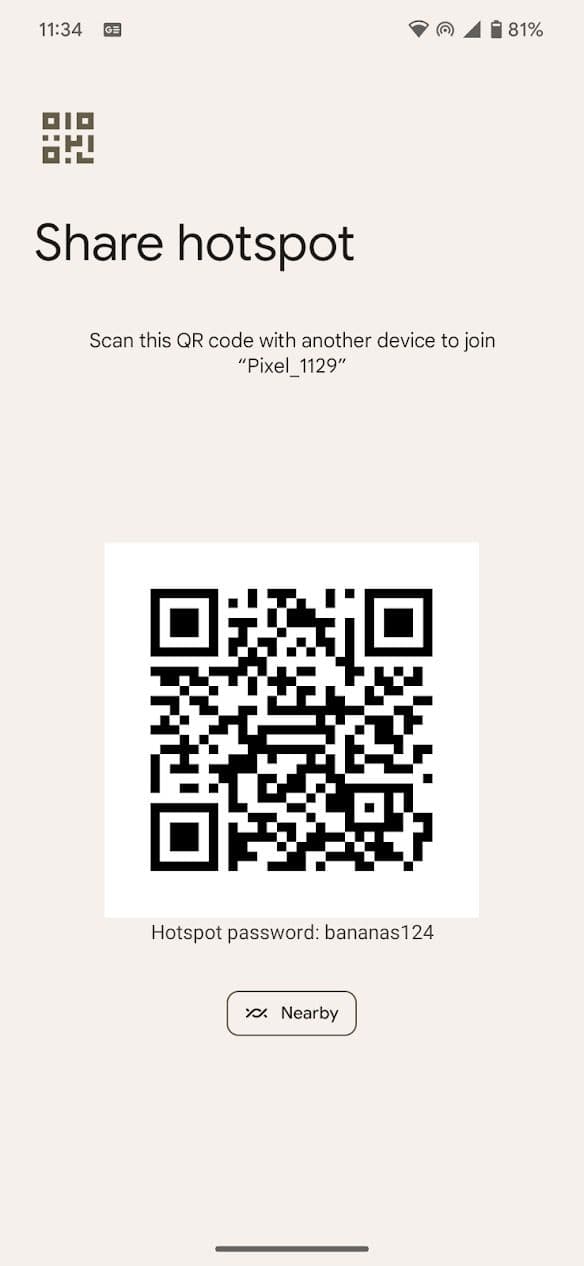 Ρυθμίσεις του τηλεφώνου Android του κωδικού qr του hotspot wi-fi