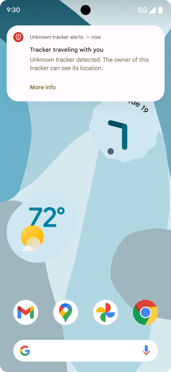 Πατήστε την ειδοποίηση παρακολούθησης για να ανοίξετε έναν χάρτη