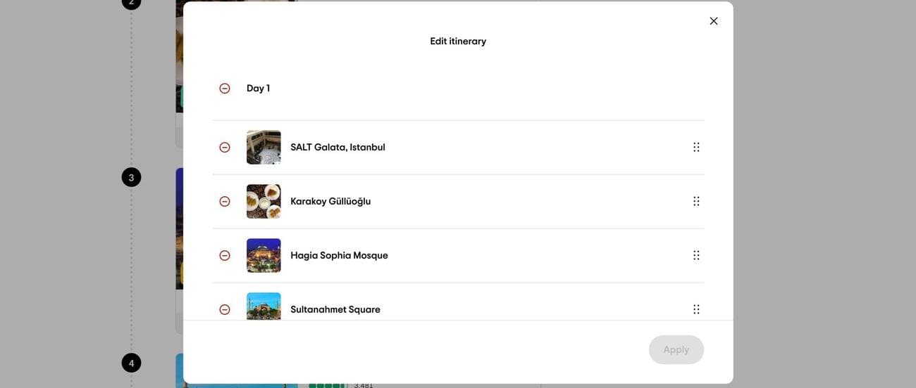 Το δρομολόγιο του Tripadvisor εμφανίζει την επιλογή επεξεργασίας προτάσεων