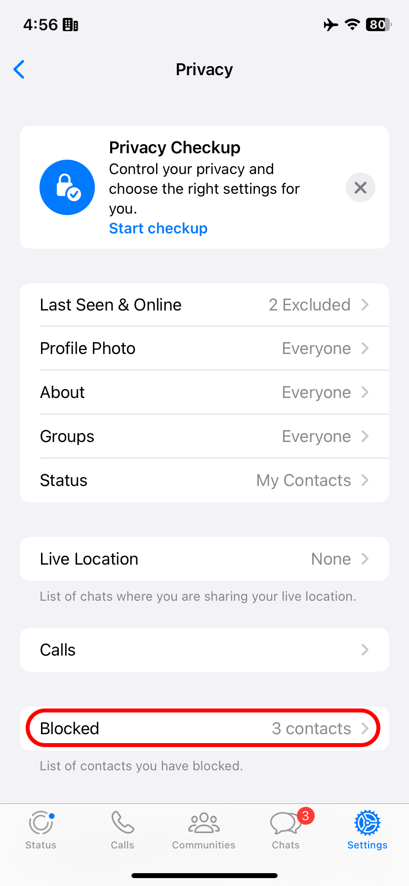 Πρόσβαση σε αποκλεισμένες επαφές στο WhatsApp για iOS