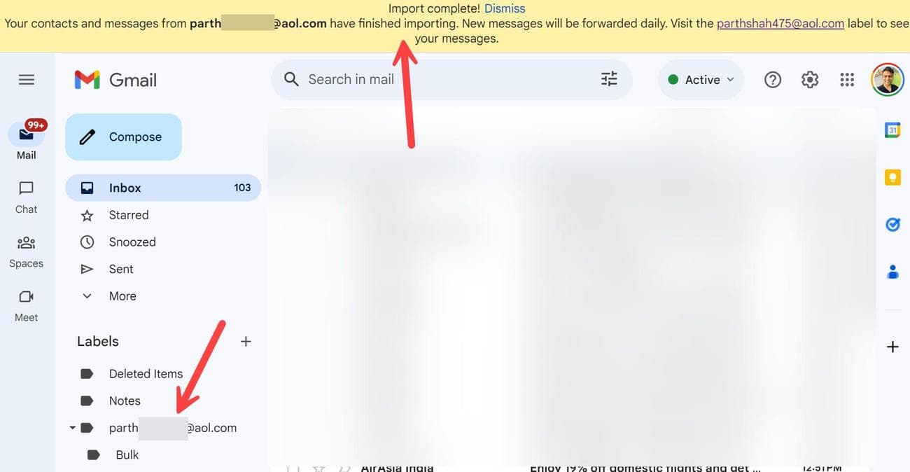 Μεταβείτε στις Ετικέτες στο δεξιό παράθυρο για να δείτε τα εισαγόμενα email σας στο Gmail
