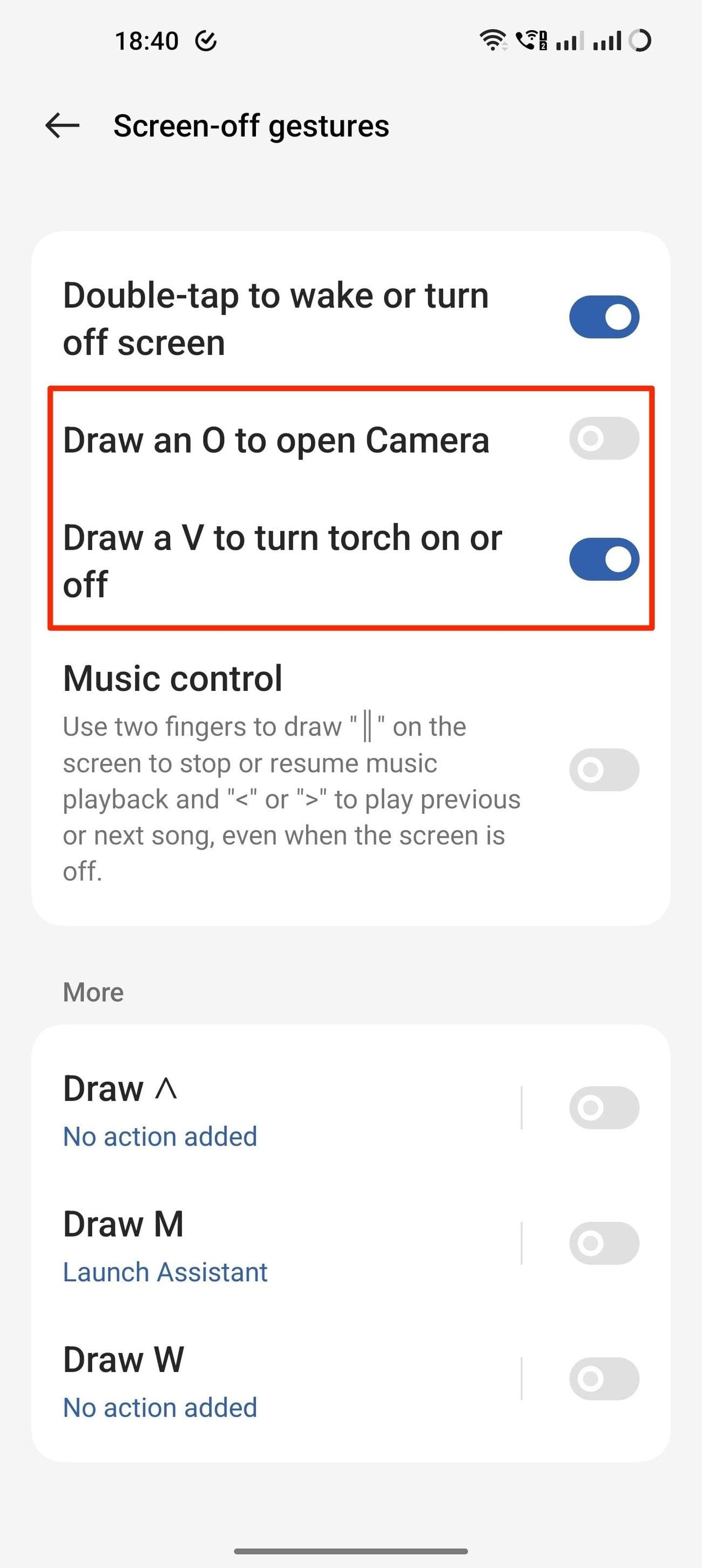 Λίστα χειρονομιών οθόνης κλειδώματος OnePlus 11 OxygenOS 13