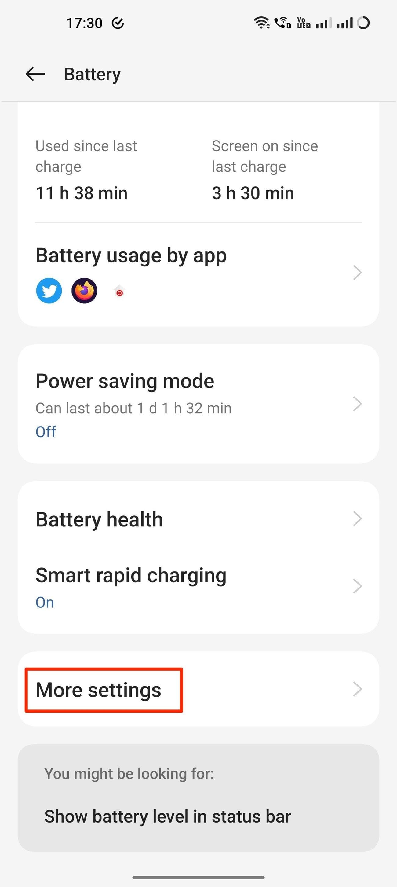 Σελίδα ρυθμίσεων μπαταρίας OnePlus 11 OxygenOS 13