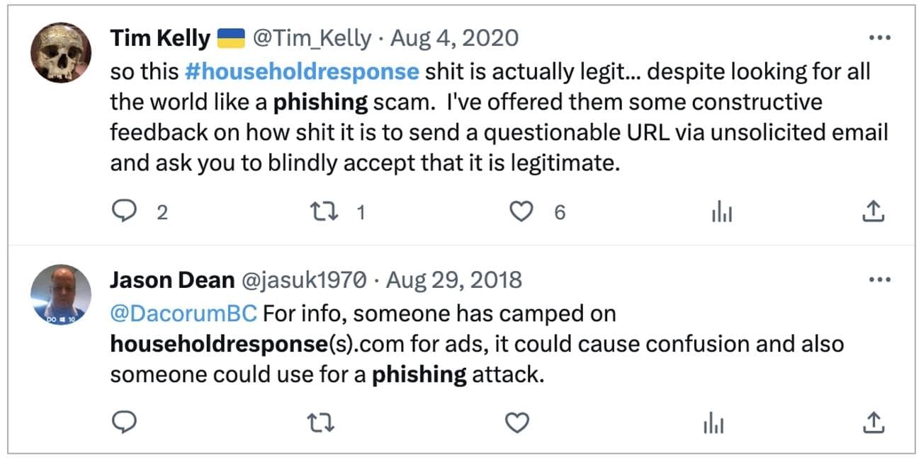 Οι χρήστες προειδοποιούν τους τομείς phishy