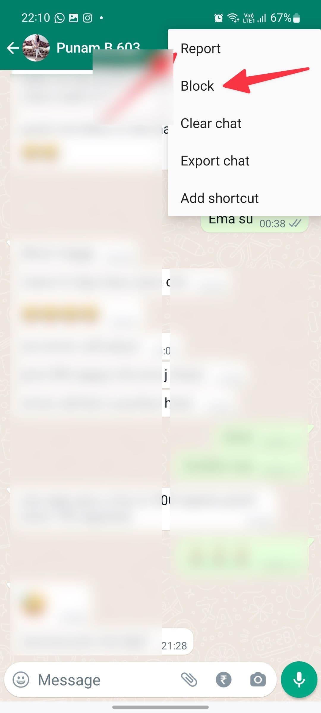 αποκλείστε κάποιον WhatsApp για Android