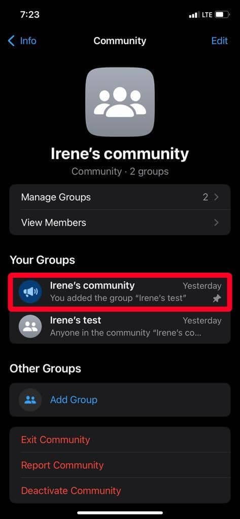 announcement group in WhatsApp community