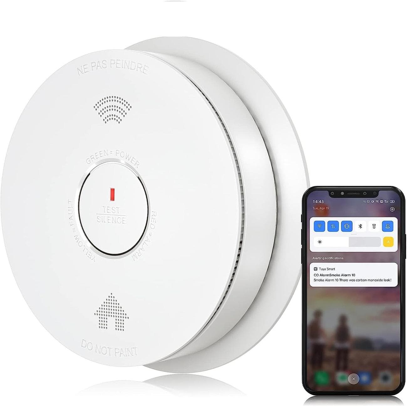 Έξυπνος ανιχνευτής καπνού Siterwell σε λευκό φόντο