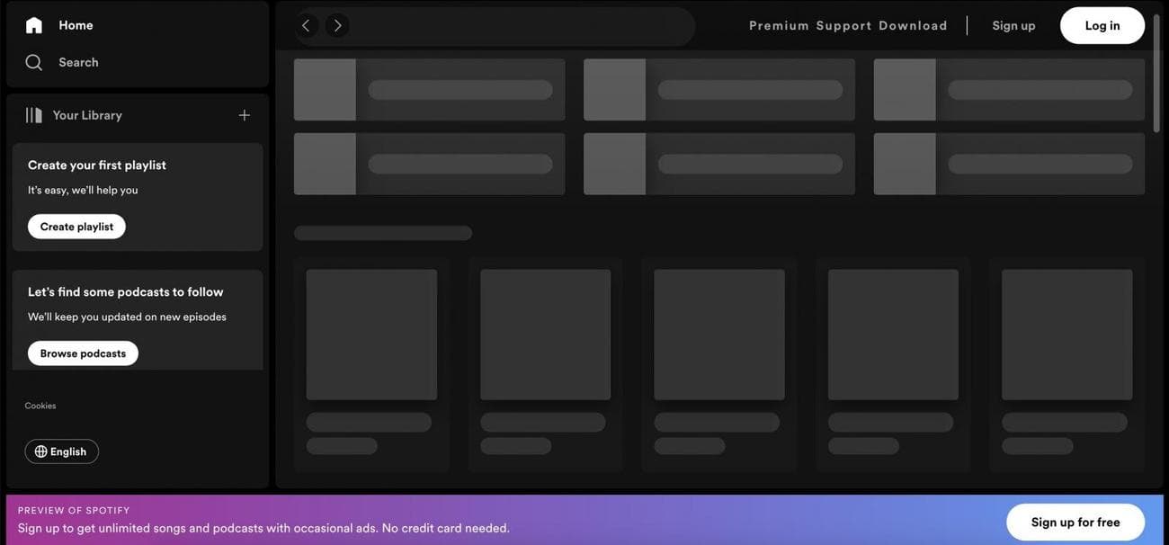 Η έκδοση ιστού του Spotify είναι κάτω