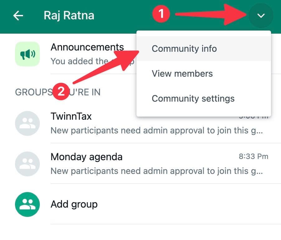 community info on WhatsApp desktop