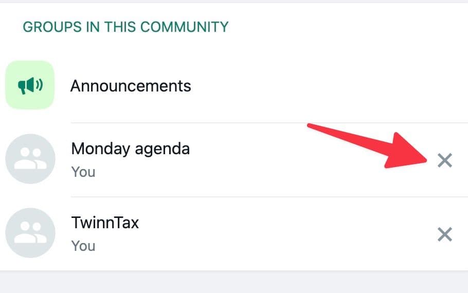 remove WhatsApp community groups