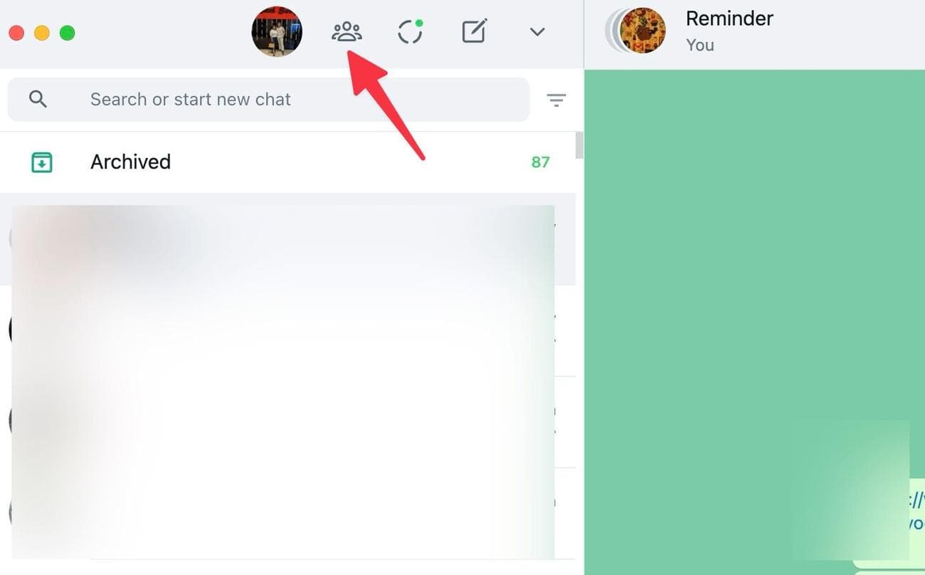 WhatsApp community on desktop