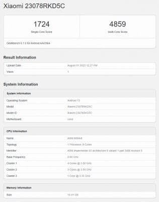 Redmi K60 Ultra, Redmi K60 Ultra: Στο benchmark με Dimensity 9200+