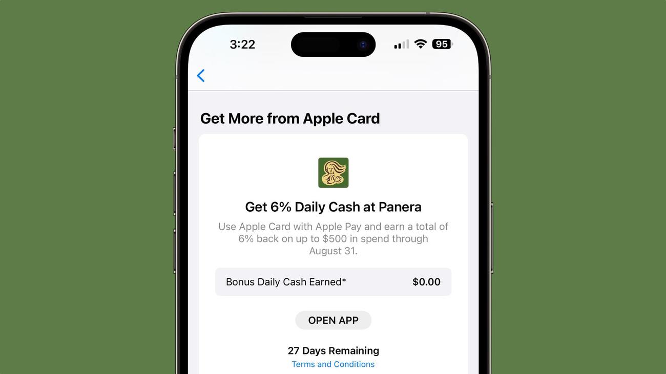Η προσφορά Apple Card προσφέρει 6% Cash Back στο Panera
