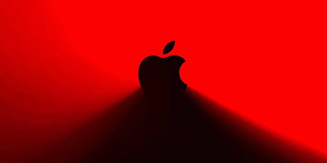 Apple logo in red