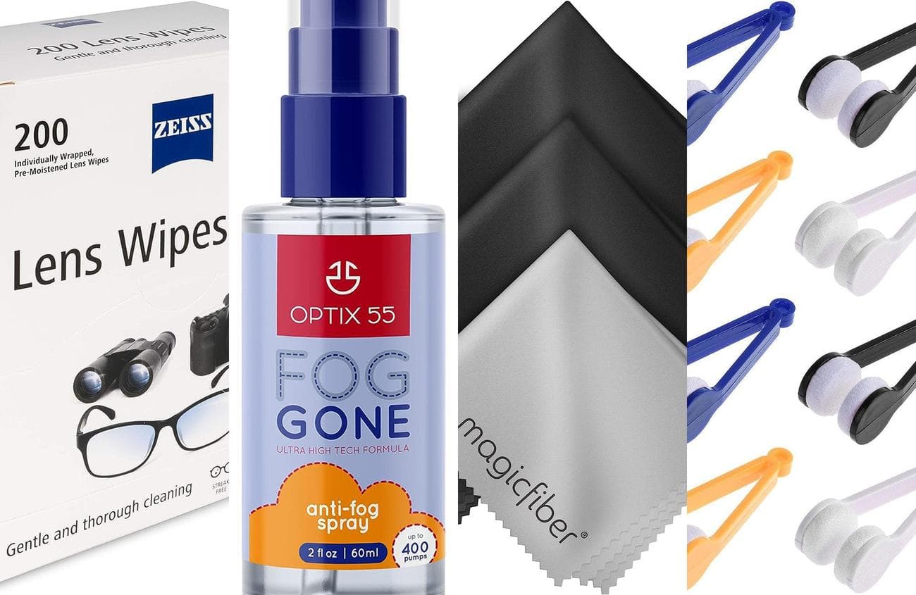 A lineup of the best glasses cleaner on a white background