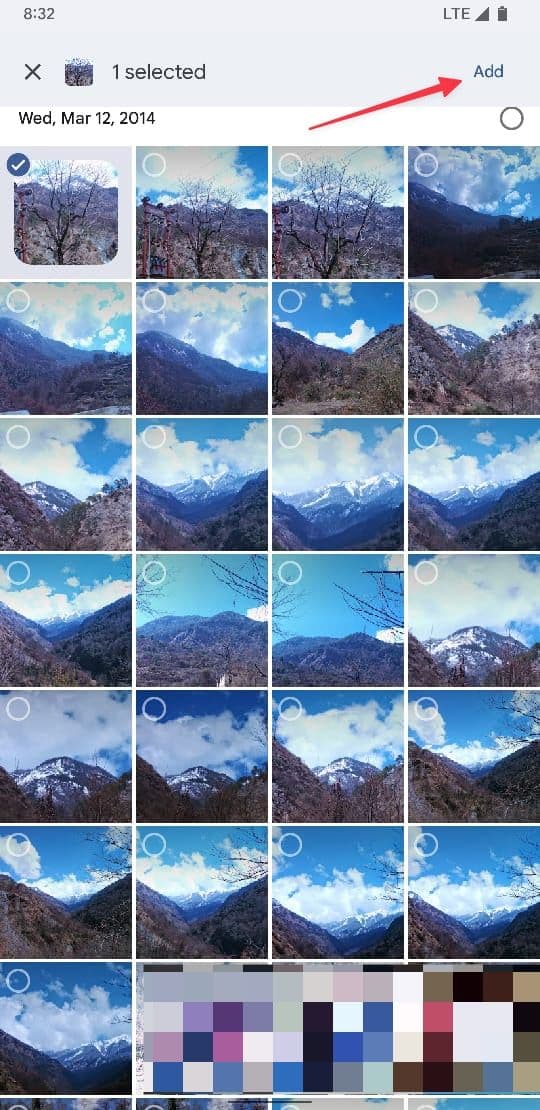 Η εφαρμογή Google Photos επιλέγει στιγμιότυπο σελίδας φωτογραφιών