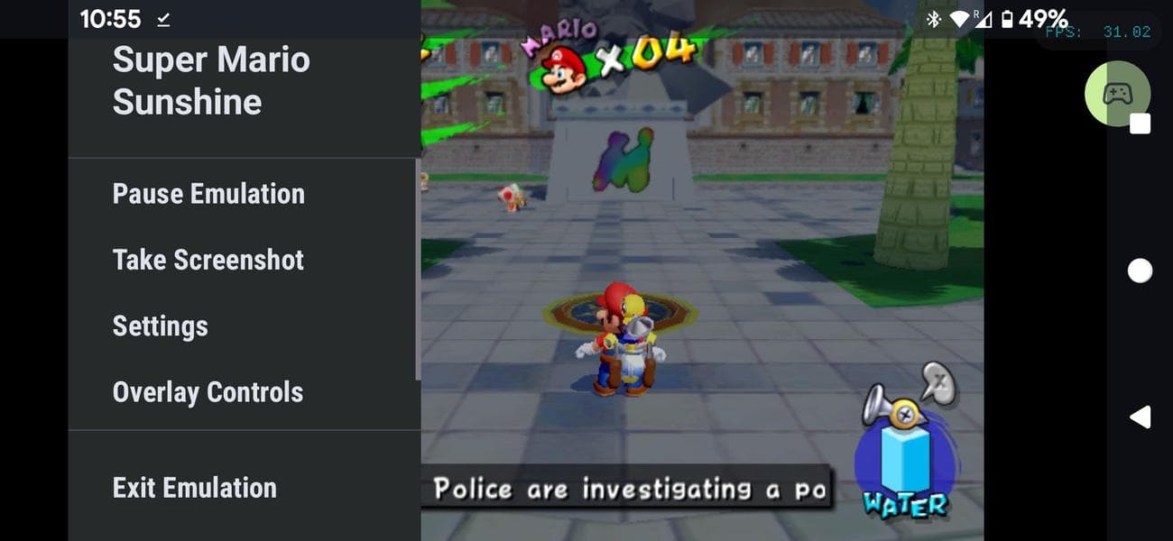 Μενού στο παιχνίδι για φορητές συσκευές Dolphin Emulator