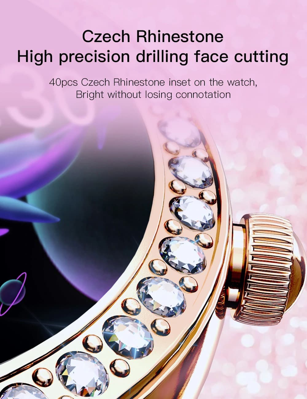 , GOKOO SN91: To “θηλυκό” Smartwatch με IP68 Rating πανέμορφο design και ελαφρο-ροζουλί χρώμα με Rhinestones, στα 13.7€!!!, TechWar.gr