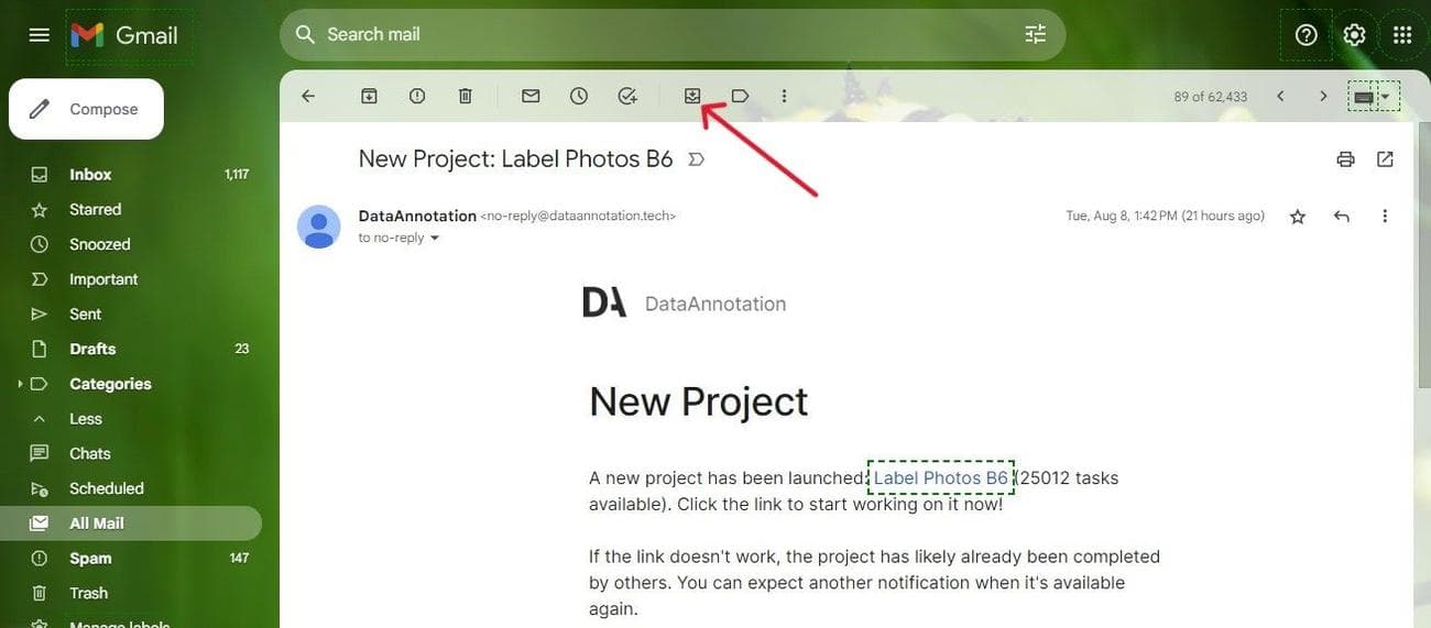 Κάντε κλικ στο εικονίδιο Μετακίνηση στα Εισερχόμενα για να καταργήσετε την αρχειοθέτηση του email και να το επιστρέψετε στα εισερχόμενα.