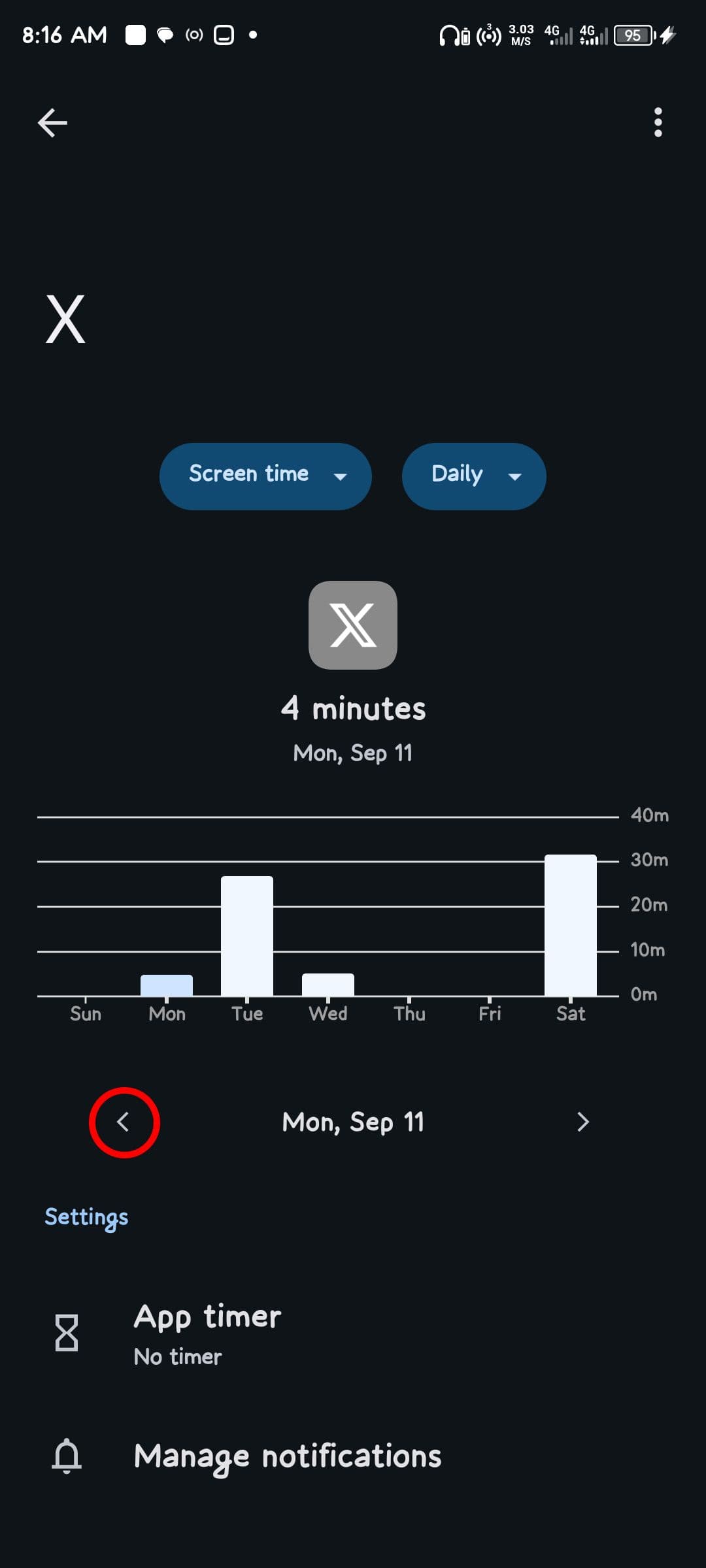 Εναλλαγή μεταξύ στατιστικών και προβολών Digital Wellbeing